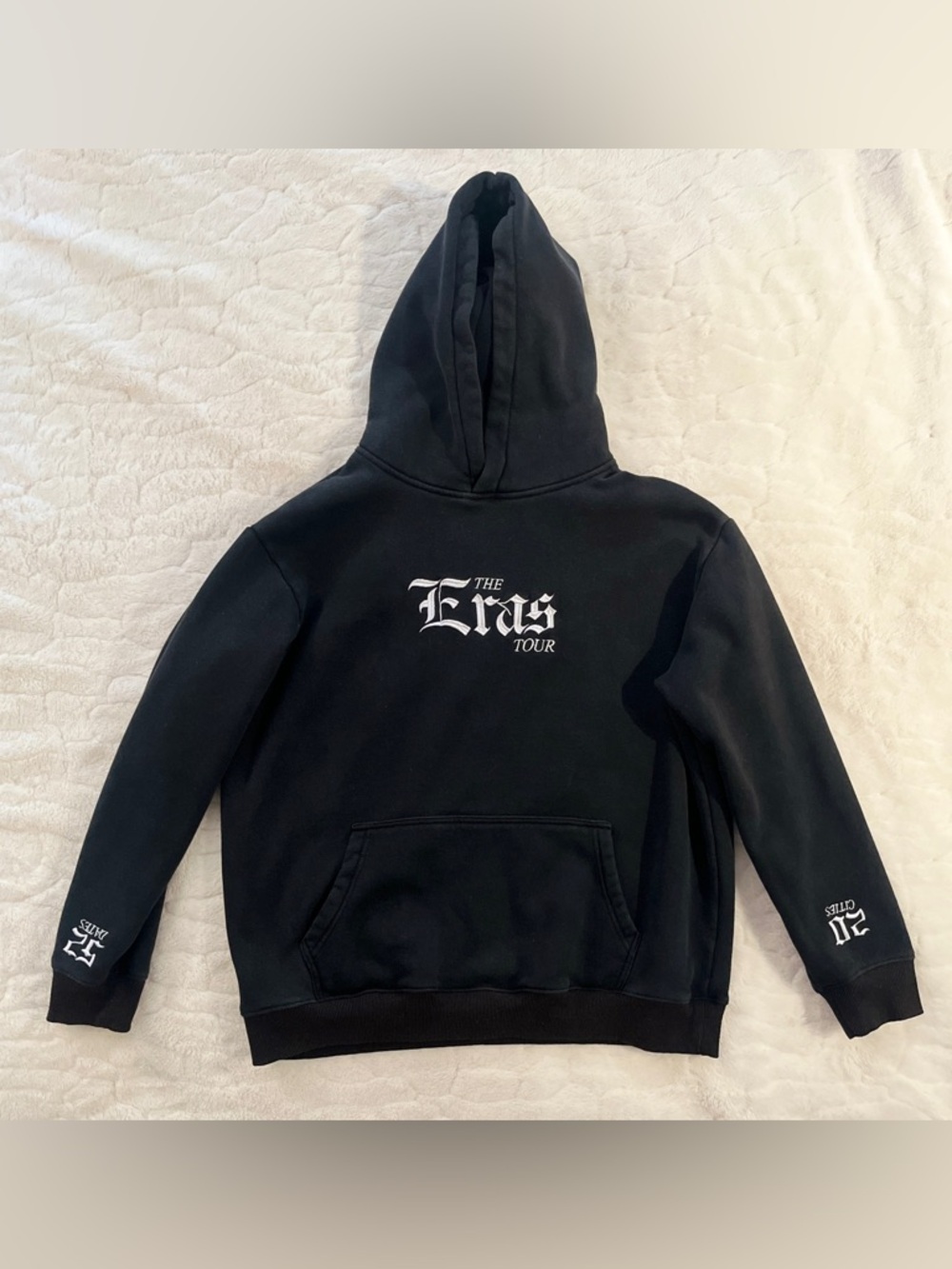 Taylor Swift "The Eras Tour" hoodie featuring Old English lettering size L